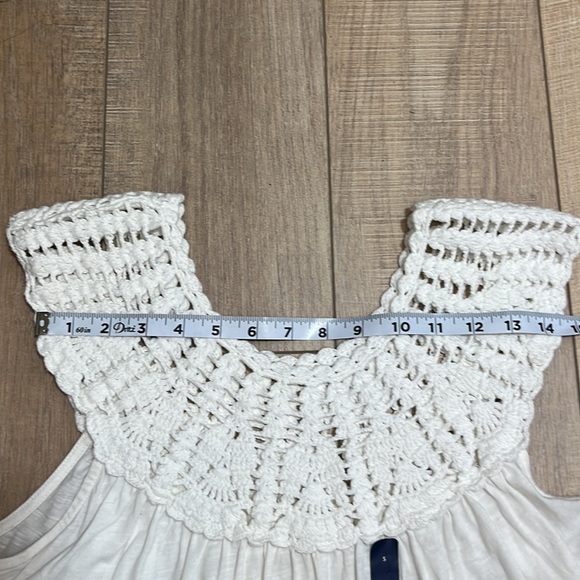 Lucky Brand Crochet Top Tank Loose Fit Boho White Sz S - Picture 10 of 12
